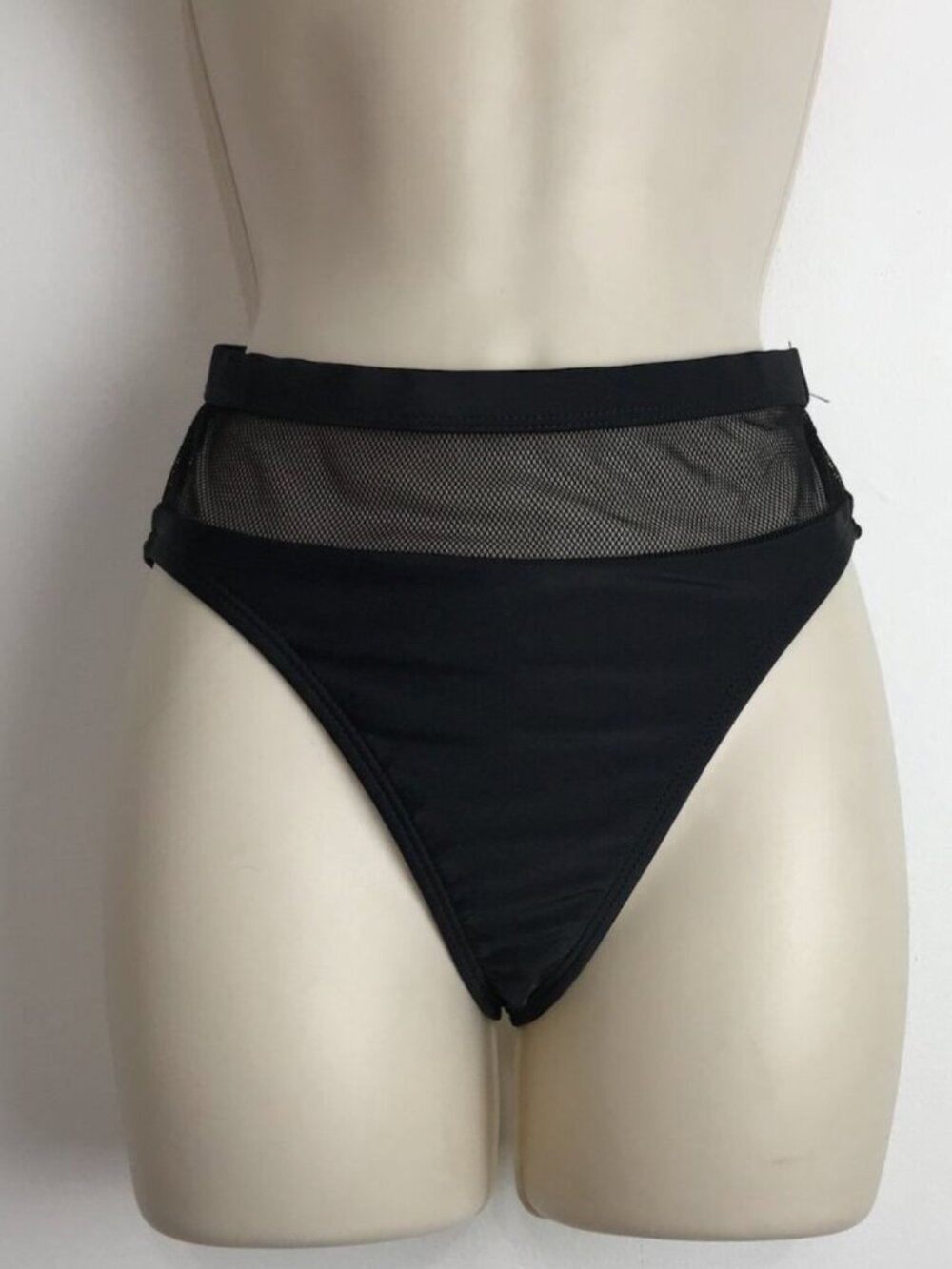 Fashion Nova High Waist Mesh Detail Bikini Bottom - Black - Size XS -NWOT
